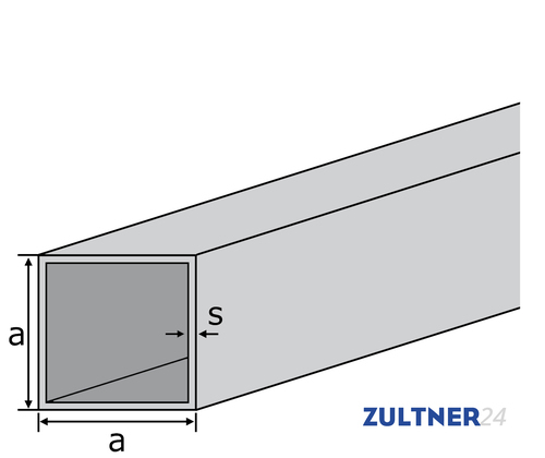 Messing-Vierkantrohr CW508L (Ms63) 8x8x1 mm EZL 3 - 6 m