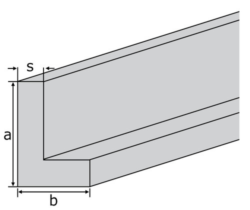 Aluminium angle bar EN-AW 6060 (AlMgSi0,5) 70x40x2 mm extruded T66 factory length 6m