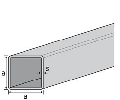 1.4301 Decorative Square tube 150x150x3 mm HF-welded polished factory length 6 m + protective hose