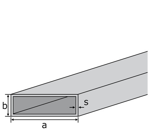 Alu-Rechteckrohr EN-AW 6060 (AlMgSi0,5) 180x40x4 mm gepresst T66 EZL 7 m